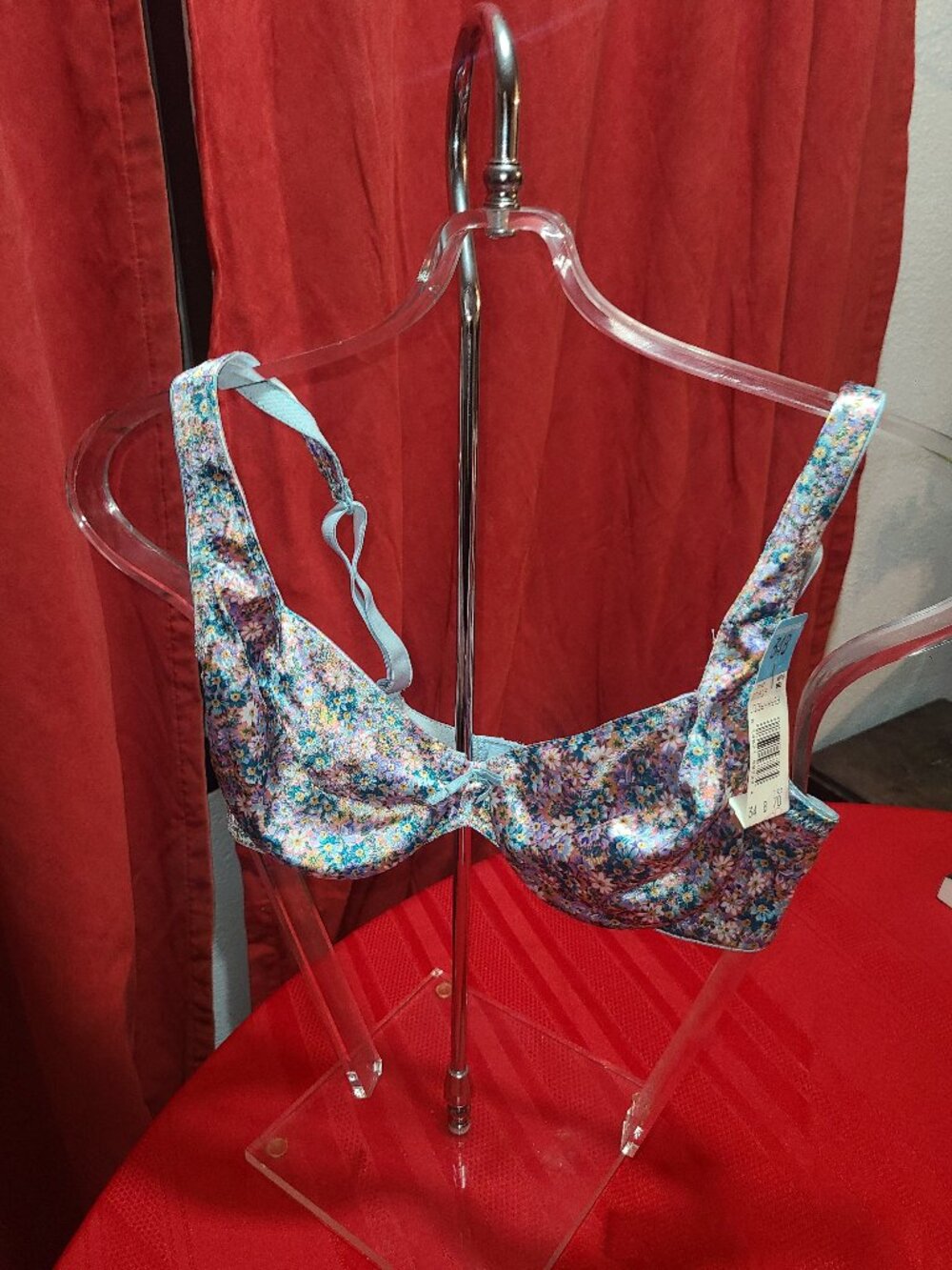 VTG NWT Maidenform Satin Seduction 7819 Unpadded U/W Bra Floral Womens 34B Satin
